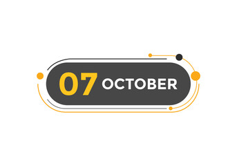 october 7 Calendar icon Design. Calendar Date 7th october. Calendar template 
