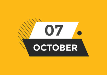 october 7 calendar reminder. 7th october daily calendar icon template. Vector illustration 
