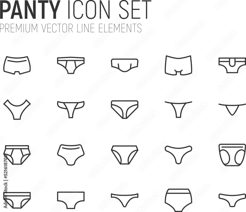 Canvas Prints simple line set of panty icons.