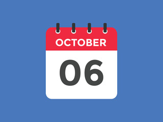 october 6 calendar reminder. 6th october daily calendar icon template. Vector illustration 
