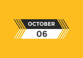 october 6 Calendar icon Design. Calendar Date 6th october. Calendar template 
