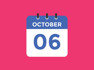 october 6 Calendar icon Design. Calendar Date 6th october. Calendar template 
