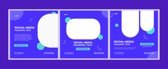 Set of editable square template posts for social media for personal profile, artist, trainer, motivator, coach, model, ads, and business. With simple green and blue color.