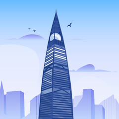 Modern Saudi Arabia Skyline Building. Vector illustration. Abstract blue Layout.