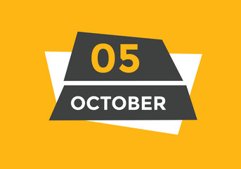 october 5 Calendar icon Design. Calendar Date 5th october. Calendar template 
