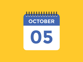 october 5 calendar reminder. 5th october daily calendar icon template. Vector illustration 
