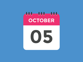 october 5 calendar reminder. 5th october daily calendar icon template. Vector illustration 
