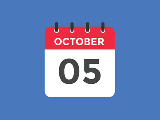 october 5 calendar reminder. 5th october daily calendar icon template. Vector illustration 
