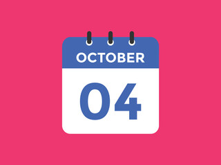 october 4 Calendar icon Design. Calendar Date 4th october. Calendar template 
