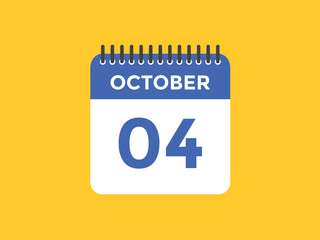 october 4 Calendar icon Design. Calendar Date 4th october. Calendar template 
