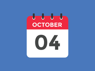 october 4 calendar reminder. 4th october daily calendar icon template. Vector illustration 
