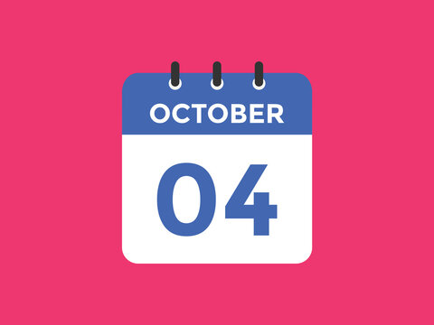 october 4 Calendar icon Design. Calendar Date 4th october. Calendar template 
