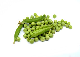 fresh green peas isolated on a white background. Studio photo