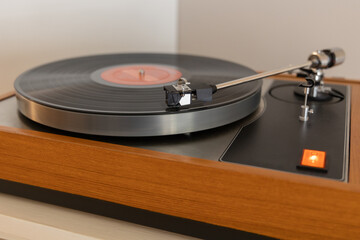 Turntable playing a vinyl