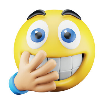 Surprised hand emoji face 3d rendering isometric icon.