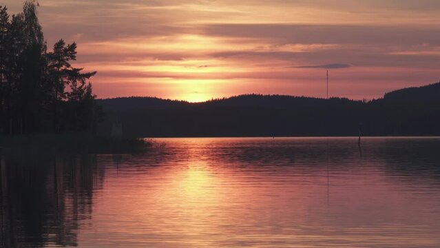 Sunset lakeview in Lahti, Finland