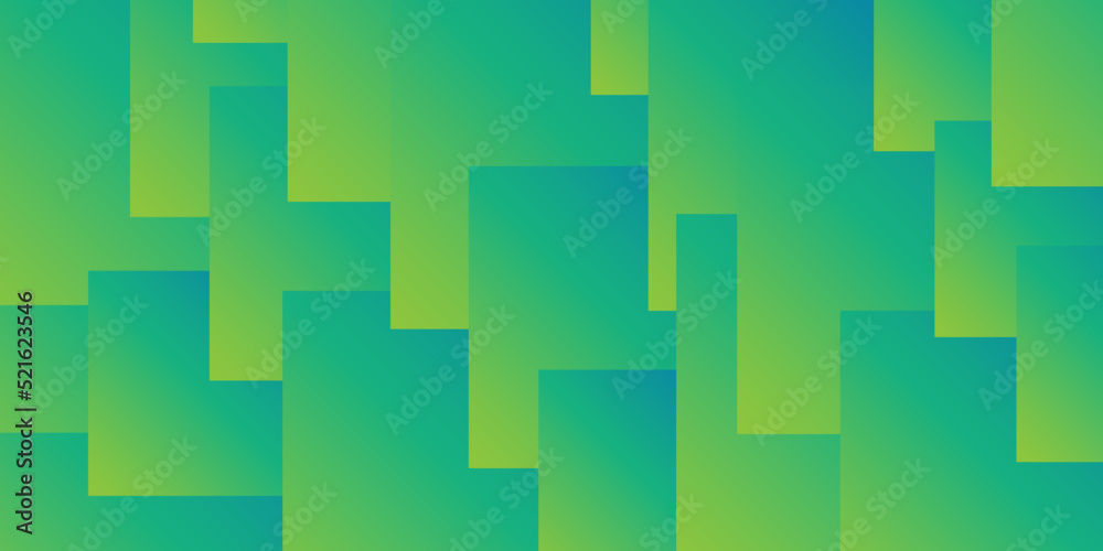 Wall mural simple overlapping rectangular tiled frames of various sizes, colored in shades of green - geometric
