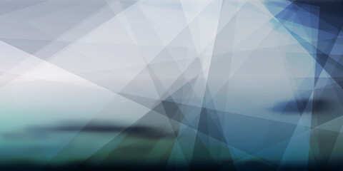 Obraz premium White, Silver Gray and Blue 3D Triangle Shaped Translucent Overlaying Planes, Geometric Shapes Pattern on Abstract Futuristic Blurry Glossy Vector Background - Vector Texture Design Template