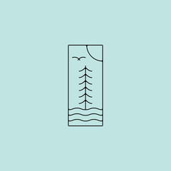 Nature, pine tree, lake logo vector illustration design graphic , abstract logo