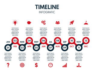 12 months or steps whole year infographic, business success roadmap, project timeline, vector illustration