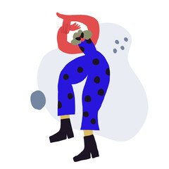 Fototapeta premium Stylish woman in fashionable trendy outlook on white. Fashion blogger illustration.