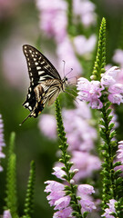 Swallowtail butterflies sucking nectar from flowers