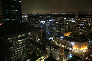 Fototapeta na wymiar Paris La Défense by Night - Vu du Ciel