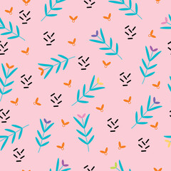 color  flower illustration seamless pattern on pink background .
