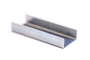 Staples for staple gun isolated on white background