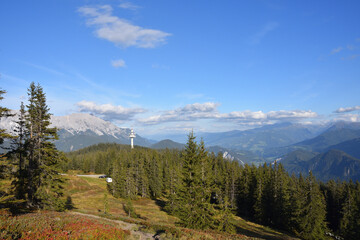 Blick vom Rossbrand auf das Dachsteingebirge