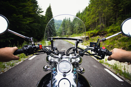 The view over the handlebars of motorcycle © erika8213