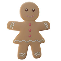 3D Illustration object, merry Christmas with gingerbread, use for web, app, celebration, advertising, etc