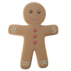 3D Illustration object, merry Christmas with gingerbread, use for web, app, celebration, advertising, etc