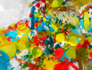 Fototapeta na wymiar Artistic splashes. Abstract painting color texture. Multicolor dynamic background. 