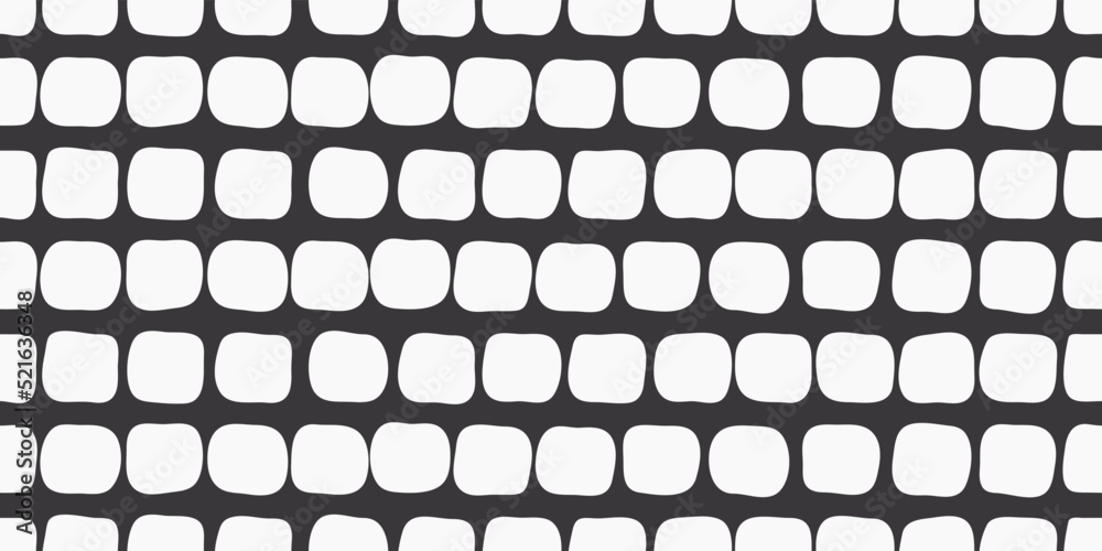 Poster white uneven pads on a black background. decorative pattern seamless and stylish of white rounded sh