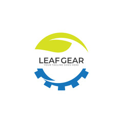 Modern nature technology logo, leaf and gear machine vector, Agriculture logo template icon, Green Eco Tech Logo Template Design Vector, Nature Industry