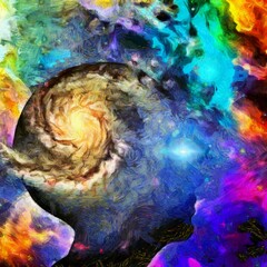 Vivid universe in woman head