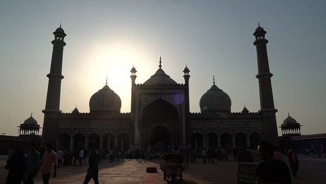 DELHI, INDIA - front view of jama mosque in delhi, india