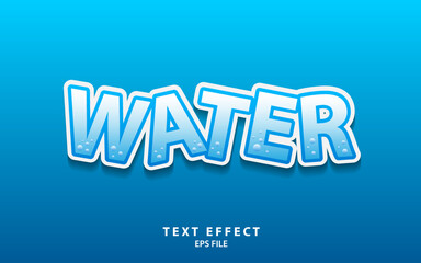 Water text effect template with bold font concept use for business brand and logo. Vector illustration