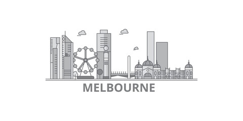 Obraz premium Australia, Melbourne City city skyline isolated vector illustration, icons