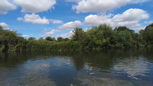 Timelapse shot of the flowing River Thames near Lechlade