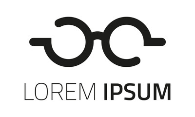 Black and White Color Simple Line Art Eye Glasses Logo Design