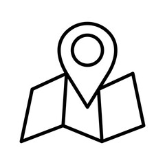Map icon with pin pointer. Location. Pictogram isolated on a white background.