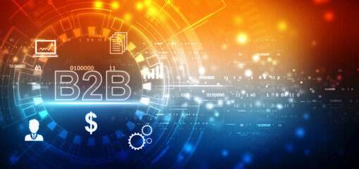 B2B Business Technology Marketing Company Commerce concept. Business to Business, E-commerce concept on technology background