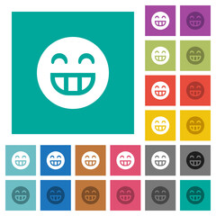 Laughing emoticon solid square flat multi colored icons