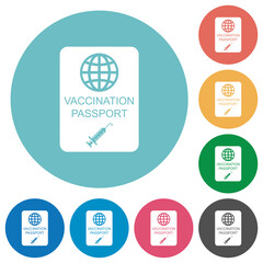 Vaccination passport flat round icons