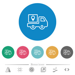 Package delivery tracking outline flat round icons