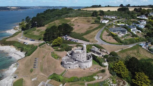 St Mawes cornwall england uk aerial drone 