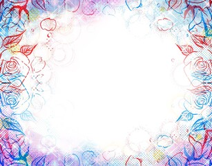 ７０年代少女漫画キラキラ薔薇の園背景ペン画イラスト