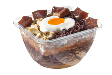 Cute Chocolate Ice Cream Pudding Isolated White Background